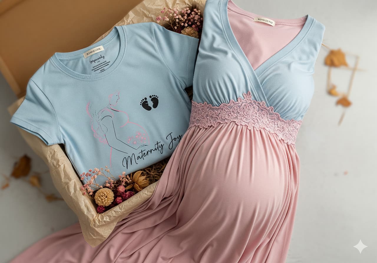 Elegant maternity outfit set from DreamEase Apparel combining comfort and style for expecting mothers